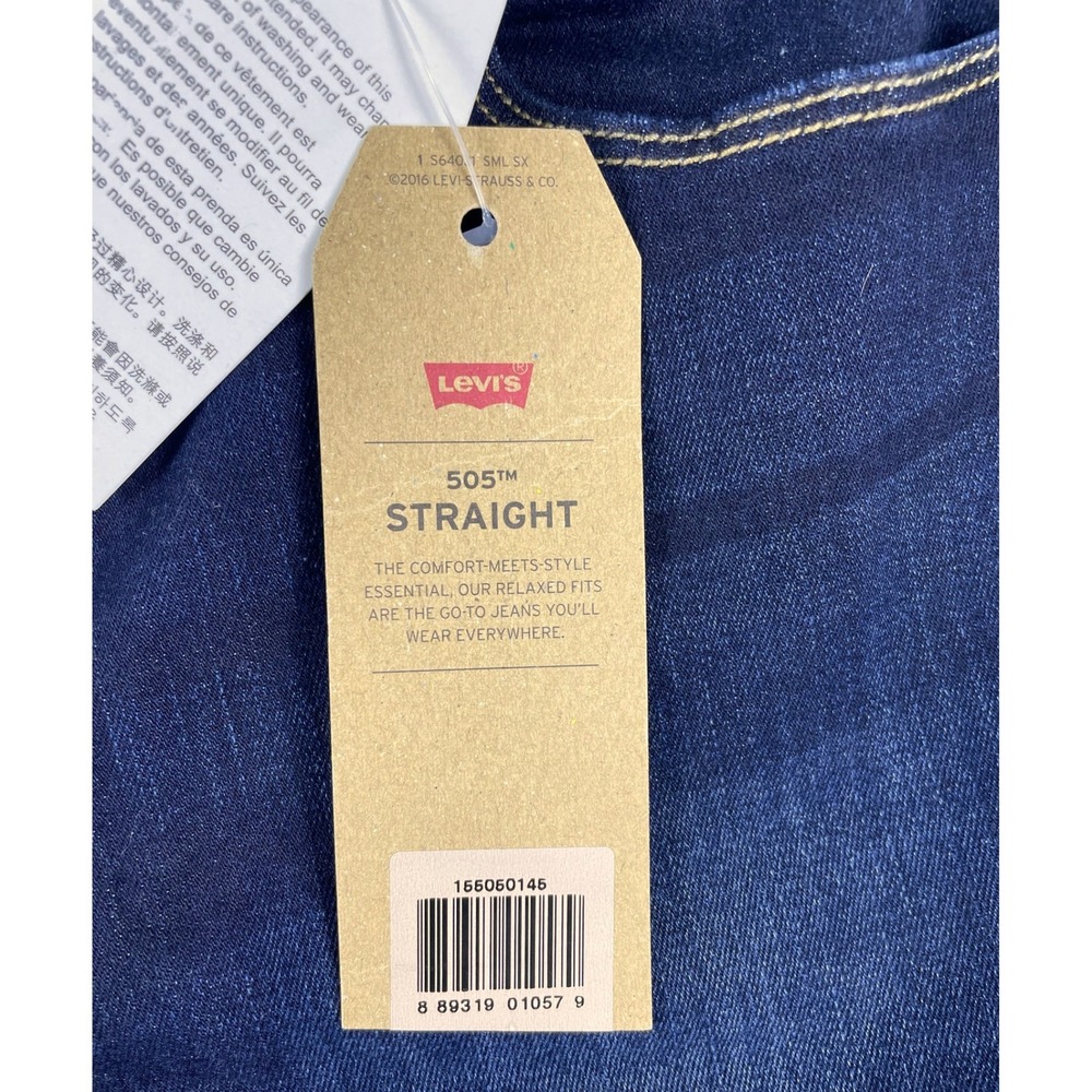 Levi's Jeans Women 14S Blue 505 Straight Mid Rise Dark Wash Stretch Denim NWT - Picture 6 of 11